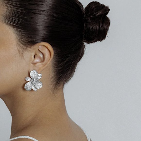 NEW~ Anthropologie SHASHI Eden Pave Crystal Flower Earrings